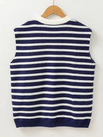 Stripe Knitted Bow Decor Sweater Vest
