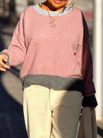 Contrast Trim Crew Neck Sweater