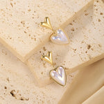 Heart-Shaped Pearl Drop Earrings