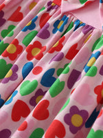 Children's Ruffled Printed Long Sleeve Dress