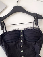 Lace Trimmed Ruffled Hem Tank