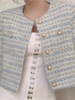 Button Up Cropped Tweed Outerwear