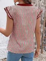 Striped Ruffle Sleeve Blouse
