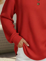 Full Size Casual Waffle Knit Long Sleeve T-Shirt Plus Size