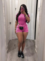 Ribbed Knit Bodysuit and Shorts Set