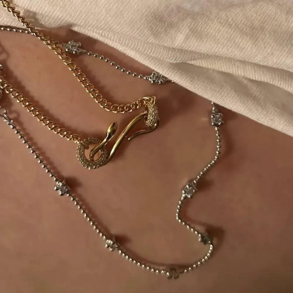 18K Gold-Plated Copper Inlaid Zircon Necklace