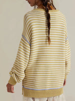 Slit Striped Oversized Sweater