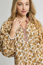 Umgee Leopard Print Tiered Mini Dress