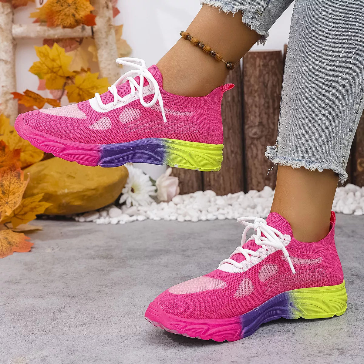 Lace Up Round Toe Sneakers