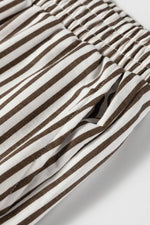 Stripe Elastic High Waist Pocketed Loose Pants