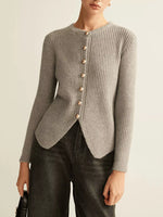 Ribbed Knit Button-Down Cardigan