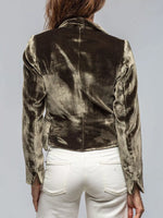 Velvet Lapel Collar One Button Blazer