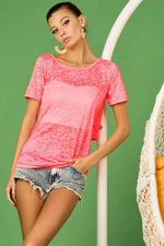 BiBi Burn Out Knit Top with Back Double Twist Detail