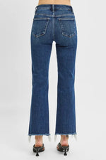 RISEN Full Size Tummy Control High Rise Crop Straight Raw Cut Hem Jeans Plus Size