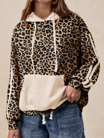 Leopard Print Long Sleeve Hoodie with Pocket
