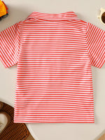 Children's Striped Firetruck Embroidered T-Shirt