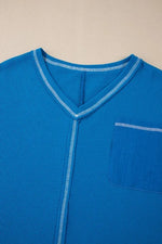 Lace Patchwork Sleeve Stitching V Neck Top