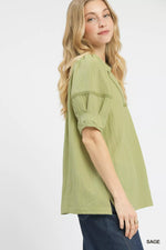 Umgee Textured Puff Sleeve Top