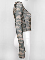 Camouflage Mesh Long Sleeve T-Shirt