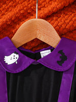 Children's Halloween Spiderweb Print Peter Pan Collar Dress