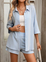 Textured Shirt and Shorts Set