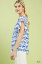 Umgee Double Frill Sleeve Floral Blouse