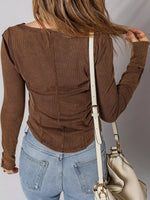 Exposed Seam Ribbed Long Sleeve Top