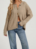 Cable-Knit Button-Down Cardigan