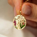 Titanium Steel Painted Oil Dripping Floral Oval Tarot Necklace