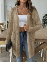 Openwork Open Front Knit Cardigan