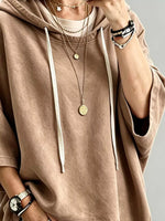 Drawstring 3/4 Sleeve Hoodie