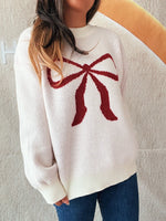 Bow Pattern Casual Long Sleeve Sweater