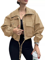 Drawstring Hem Zip Up Jacket