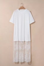 Lace Patchwork Casual T-Shirt Dress