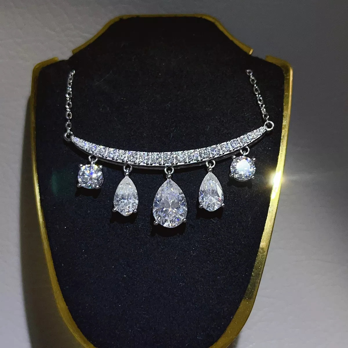 6 Carat 925 Sterling Silver Moissanite Teardrop Necklace