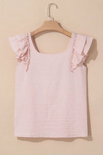 Textured Bow Knot Frilled Butterfly Sleeve Blouse