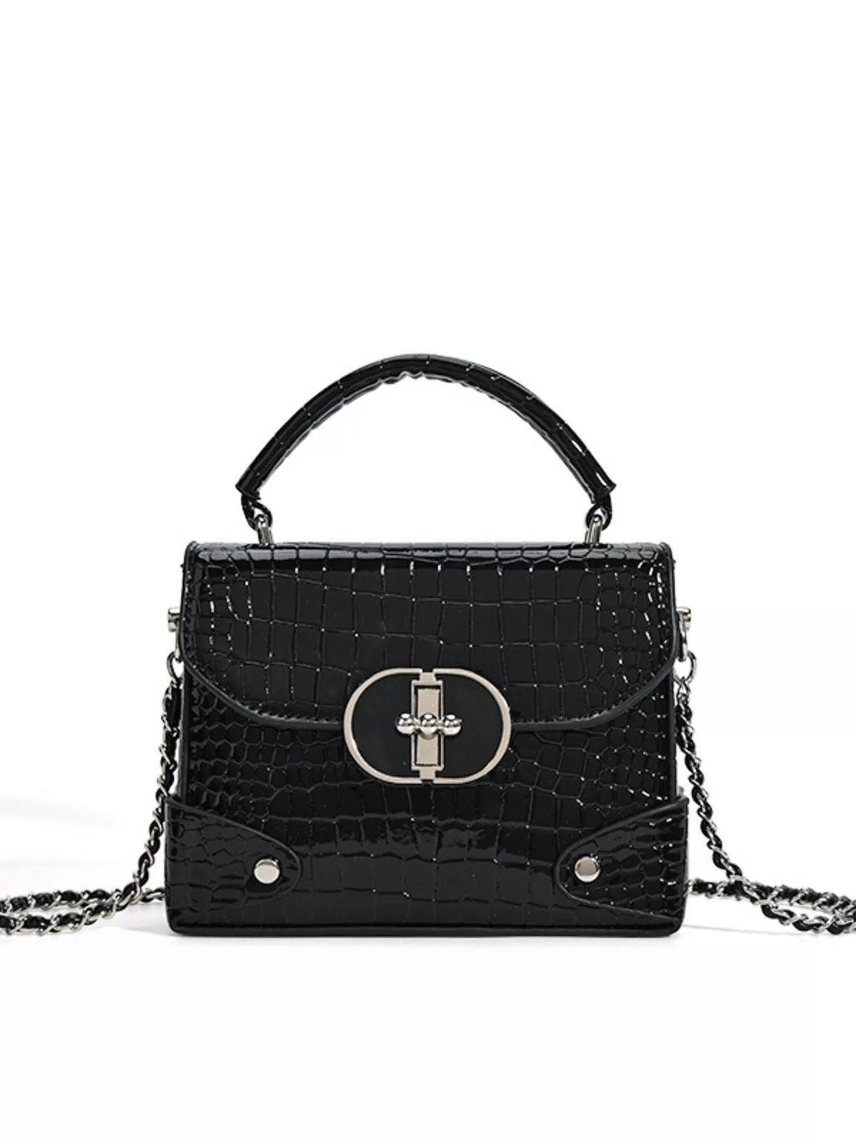 Crocodile Pattern Flap Crossbody Bag