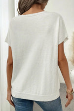 Bow Pattern Knit Short Sleeve Sweater
