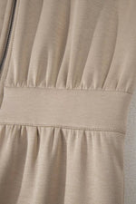 Solid Color Zip Front Short Sleeve Collared Jumpsuit