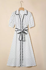 Polka Dot Half Sleeve Midi Dress