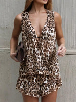 Leopard Sleeveless Top and Skort Set