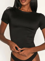 Round Neck Short Sleeve Swim Top