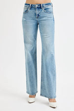 RISEN Full Size Low Rise Ankle Boyfriend Distressed Jeans Plus Size