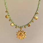 14K Gold-Plated Bead Sun Pendant Necklace