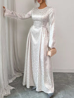 Leopard Lace Up Long Sleeve Maxi Dress