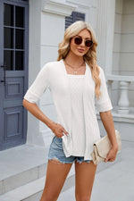 Texture Square Neck Half Sleeve Blouse