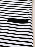 Stripe Buttoned Front Collared Long Sleeve T Shirt Dress with Pockets