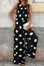 Sleeveless Polka Dot Top and Pants Set