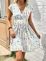 Floral Print Surplice Mini Dress
