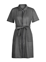 Zip Front Short Sleeve Denim Dress